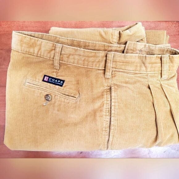 Classic Ralph Lauren Chaps Wheat Corduroy Cuffed Trouser in Size 36/30 - Picture 1 of 8
